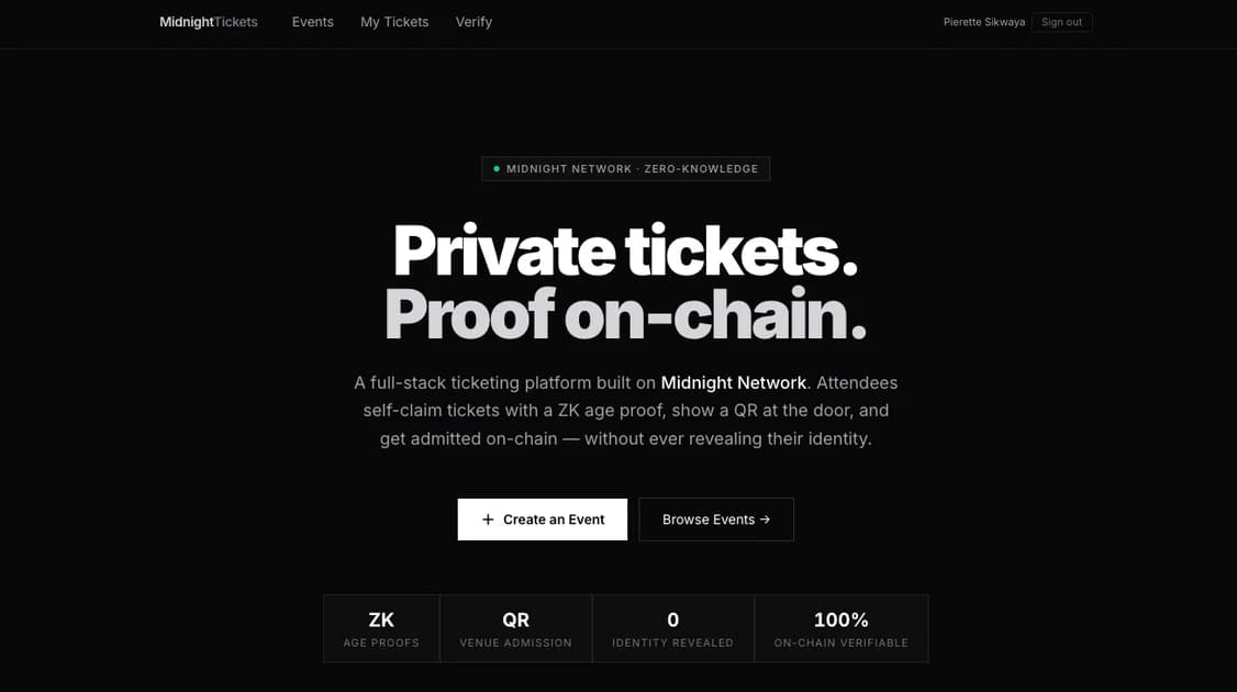 Building a Privacy-Preserving Event Ticketing dApp on Midnight Network